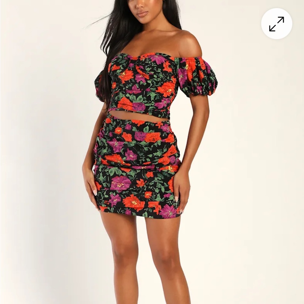 Floral Off-Shoulder Skirt Set